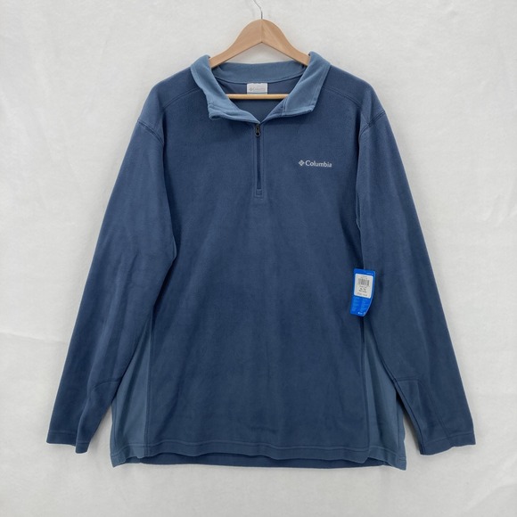 Columbia Pullover Mens Extra Large Blue Pine Ridge Half Zip Fleece Warm Outdoor - Picture 1 of 12